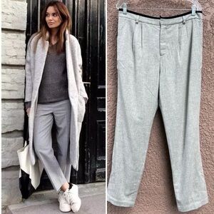 Marissa Webb Womens Wool Pants 10 Grey‎ Flannel Pleated Trousers Light Academia